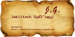 Jaklitsch Gyöngyi névjegykártya